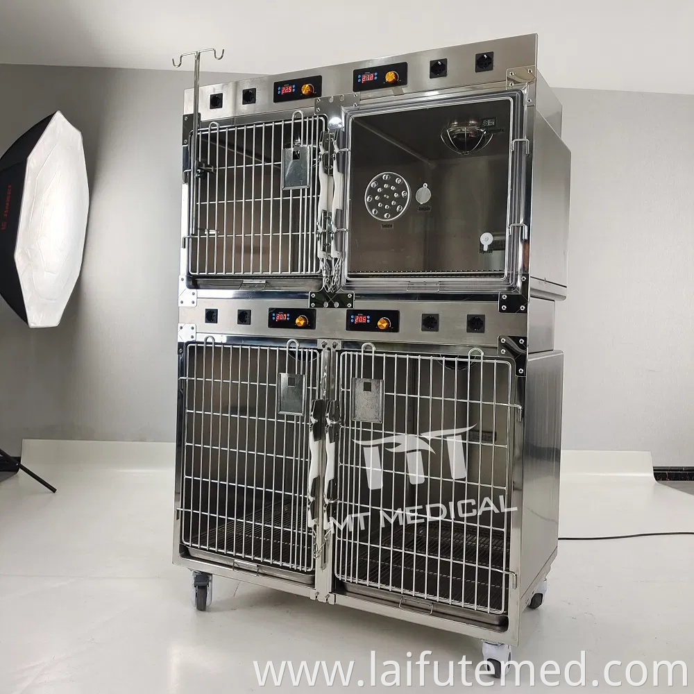 Stainless Steel Animal Hospital Medical Equipment ICU Intensive Care Unit Stainless Steel Veterinary Cages Vet Oxygen Cage for Animals